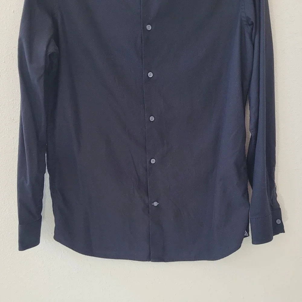 BANANA REPUBLIC M Black Supima Cotton Camden Fit Long Sleeve Button Front Shirt